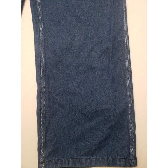 Liberty Overalls Mens Blue Canvas Bib Distress Carpenter Work Wear Size 42X30 - Picture 9 of 16